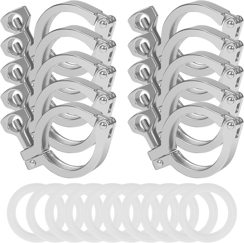 JMCOLMT Tri Clamp 1.5 Inch 10PCS Single Pin Heavy Duty Tri Clamps with Wing Nut Stainless Steel 304 Tri-clamp Sanitary Fitting with Ferrule TC 1.5 Inch Silicone Gaskets - Image 1
